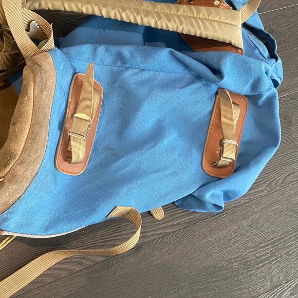 Vintage 70s Walk About Hiking Rucksack Backpack Daypack Leather Bottom Bag Rare* - Picture 13 of 15